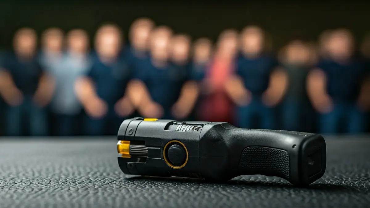 Imagen de un dispositivo taser, un arma de electrochoque no letal.