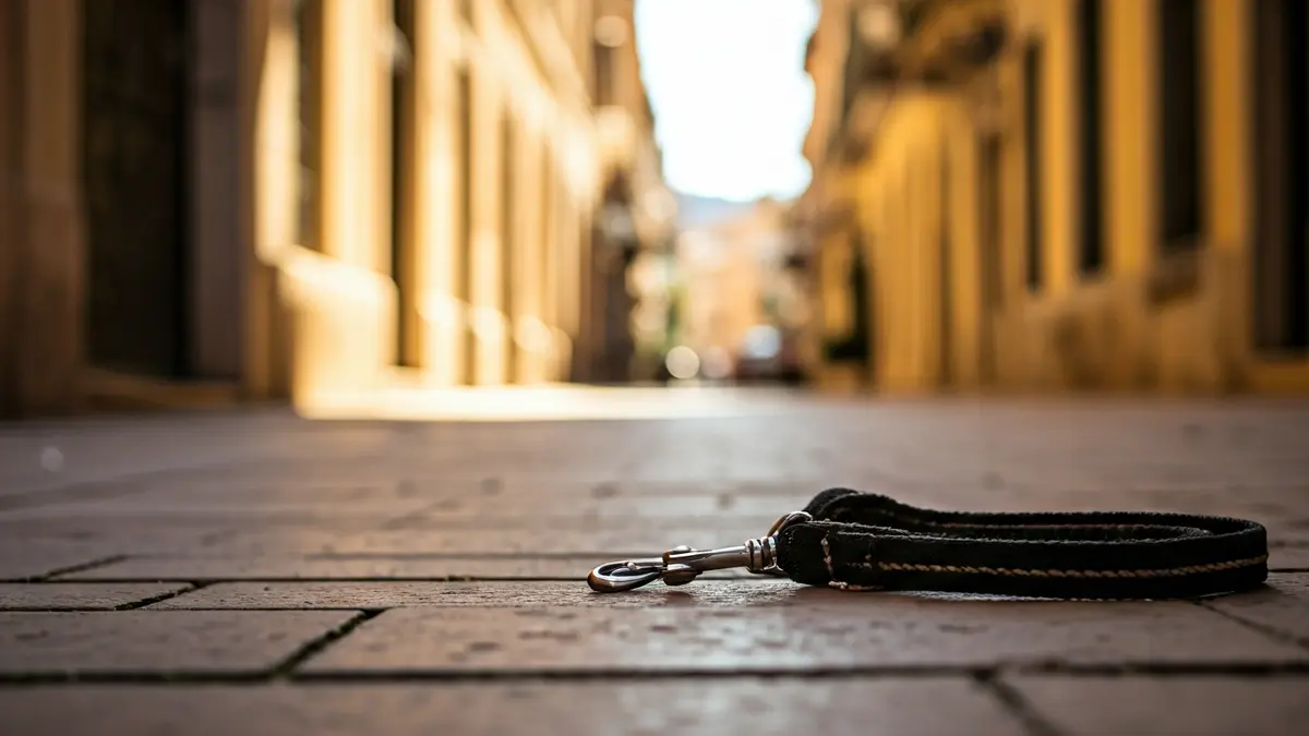 Imagen genérica de una correa de perro en una acera, simbolizando la responsabilidad de los dueños de mascotas.
