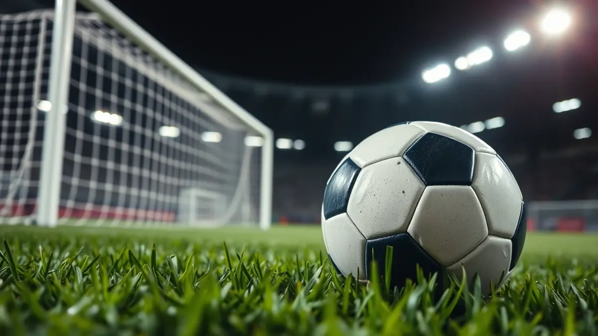 Generic image of a soccer ball on a stadium pitch.