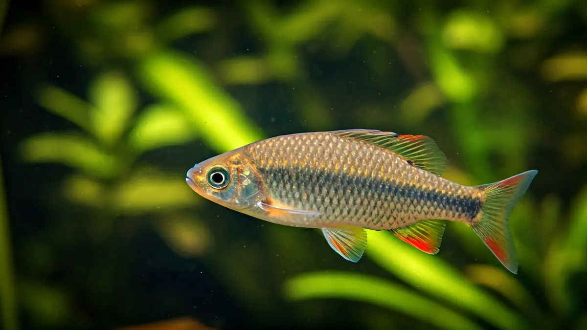 Generic image of a fish in clear water with aquatic plants.