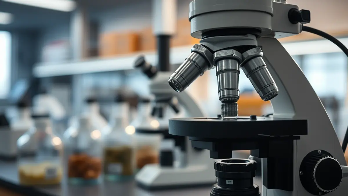 Generic image of a microscope in a laboratory, symbolizing marine scientific research.