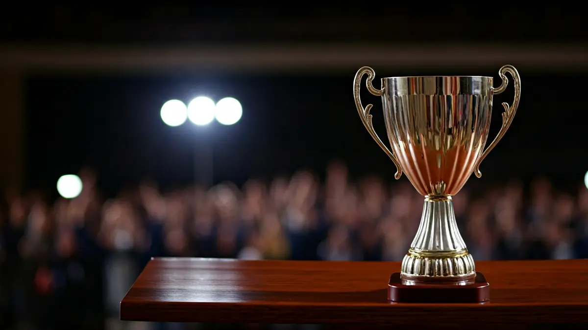 Imagen genérica de un trofeo deportivo en un podio, simbolizando una gala de premios.