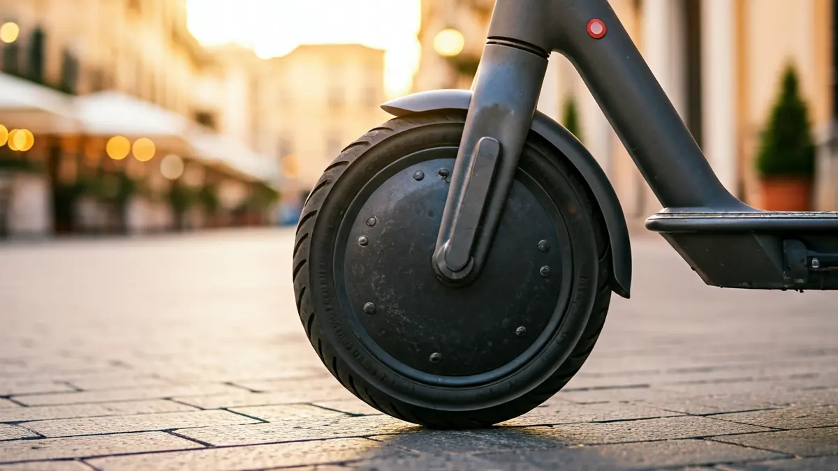 Imagen genérica de la rueda de un patinete eléctrico en una acera