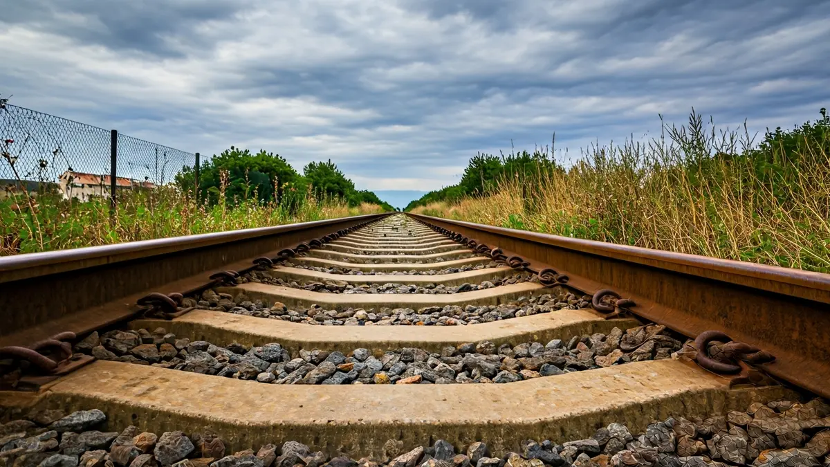 Imagen genérica de vías de tren antiguas y deterioradas.