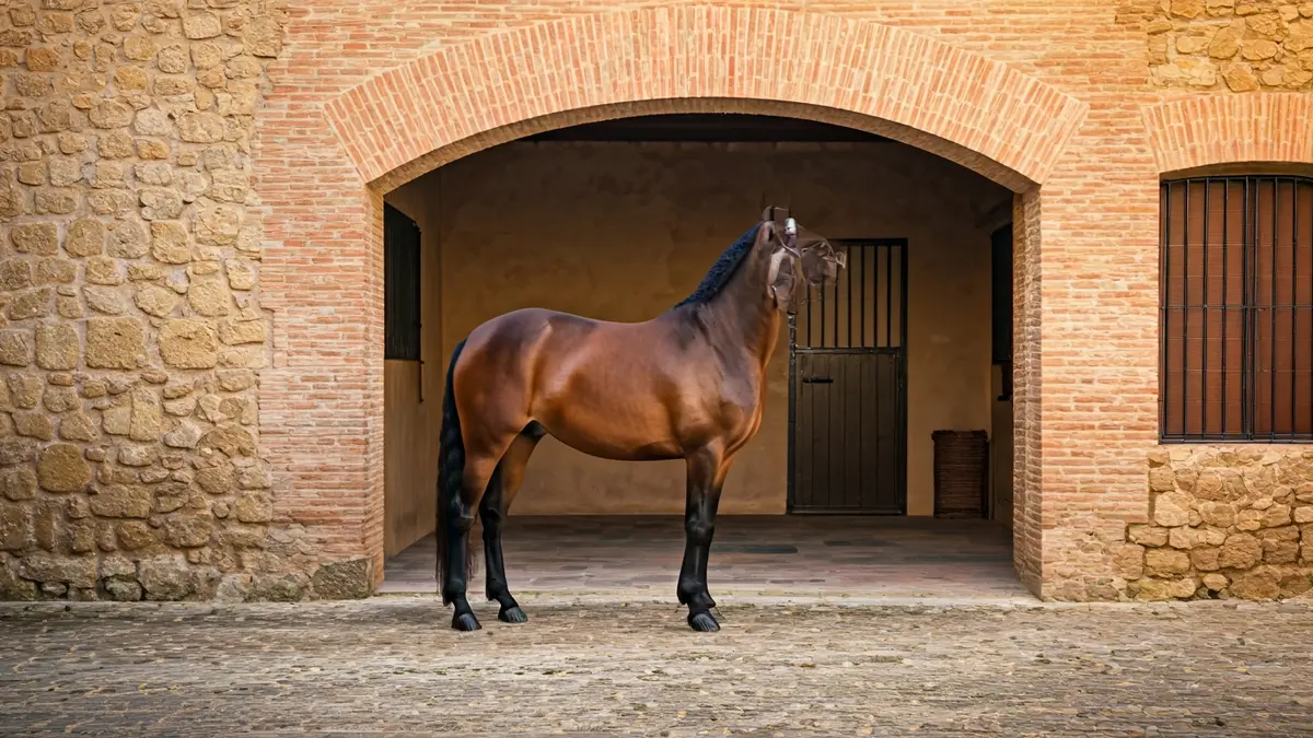 Imagen de un caballo de Pura Raza Española en las Caballerizas Reales de Córdoba.