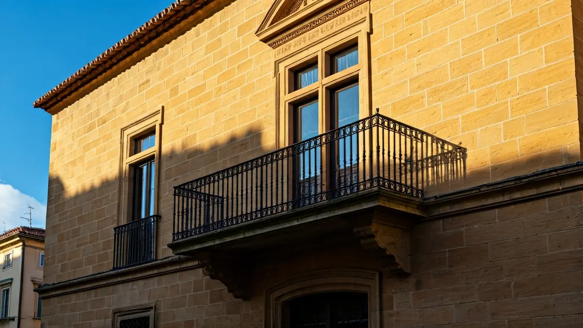 Facade of Lepe Town Hall under sunlight.