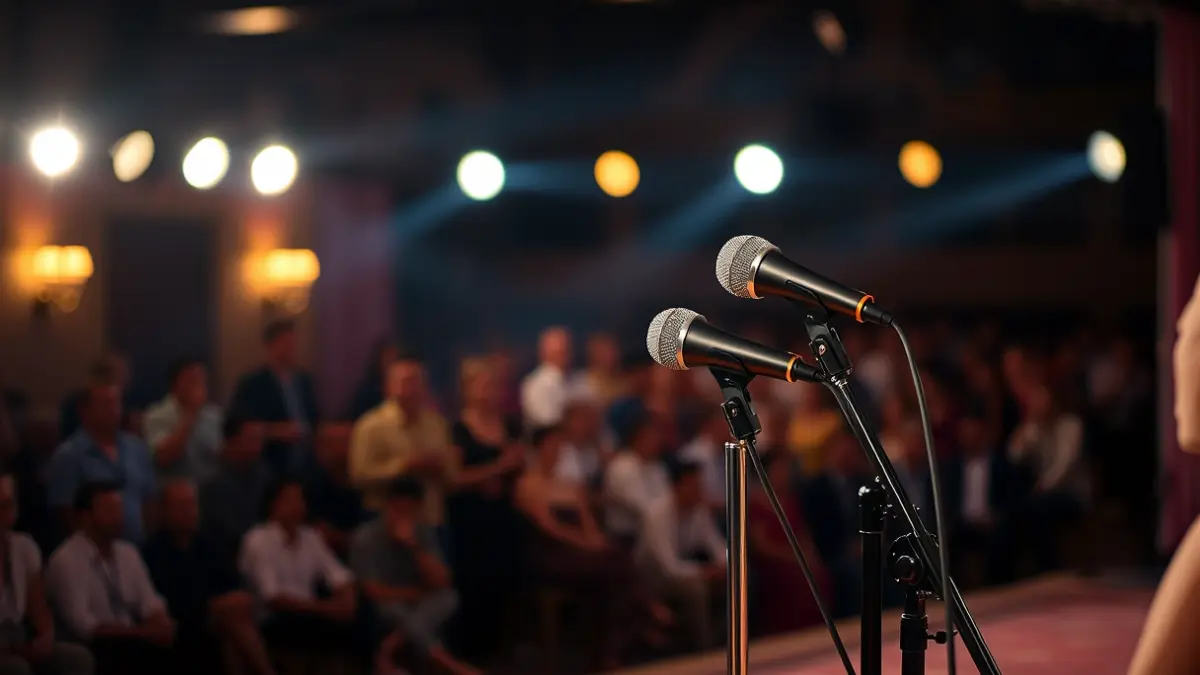 Imagen genérica de un escenario de flamenco con luces cálidas.