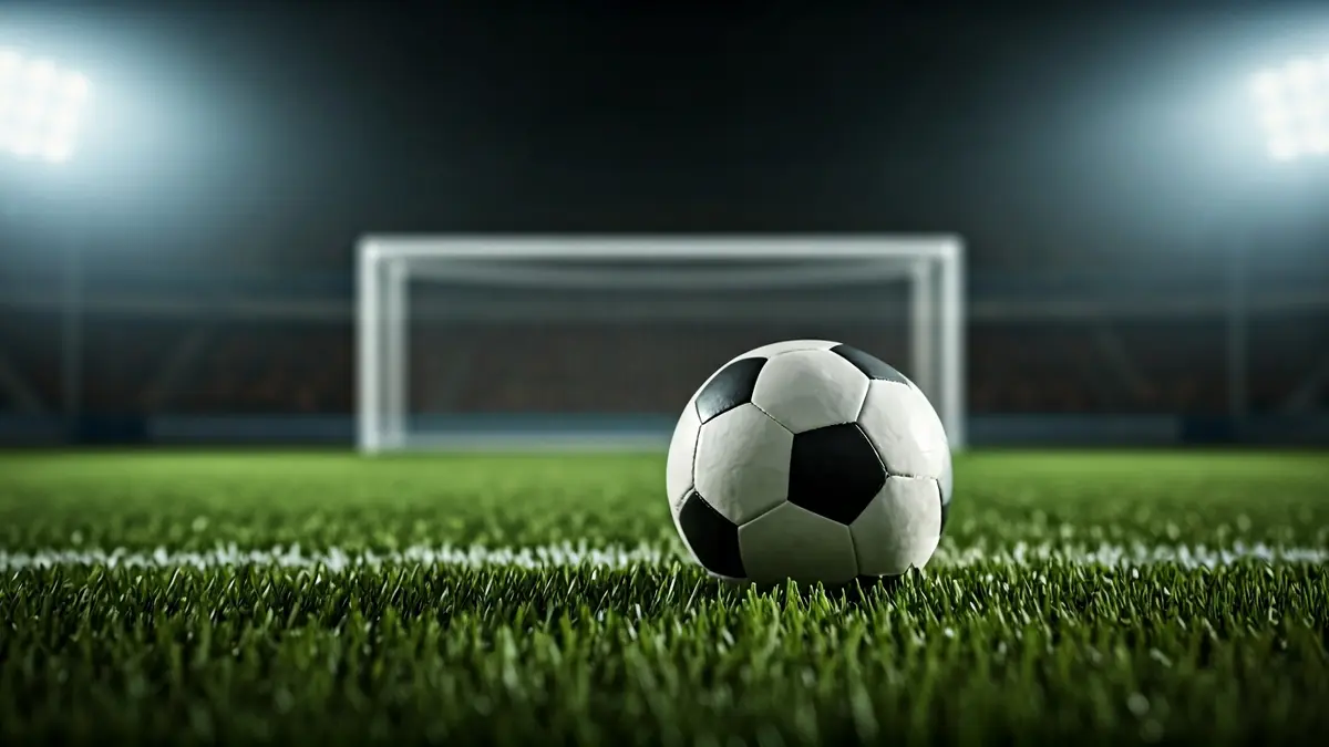 Generic image of a soccer ball on a stadium pitch.