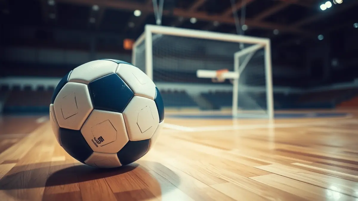 Imagen genérica de un balón de fútbol sala en una cancha.