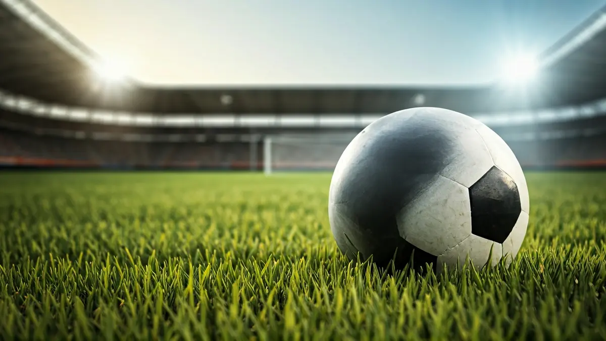 Generic image of a soccer ball on a stadium pitch.