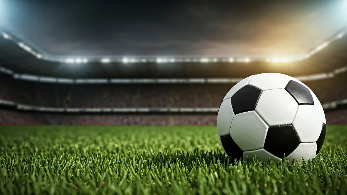 Generic image of a soccer ball on a stadium pitch.