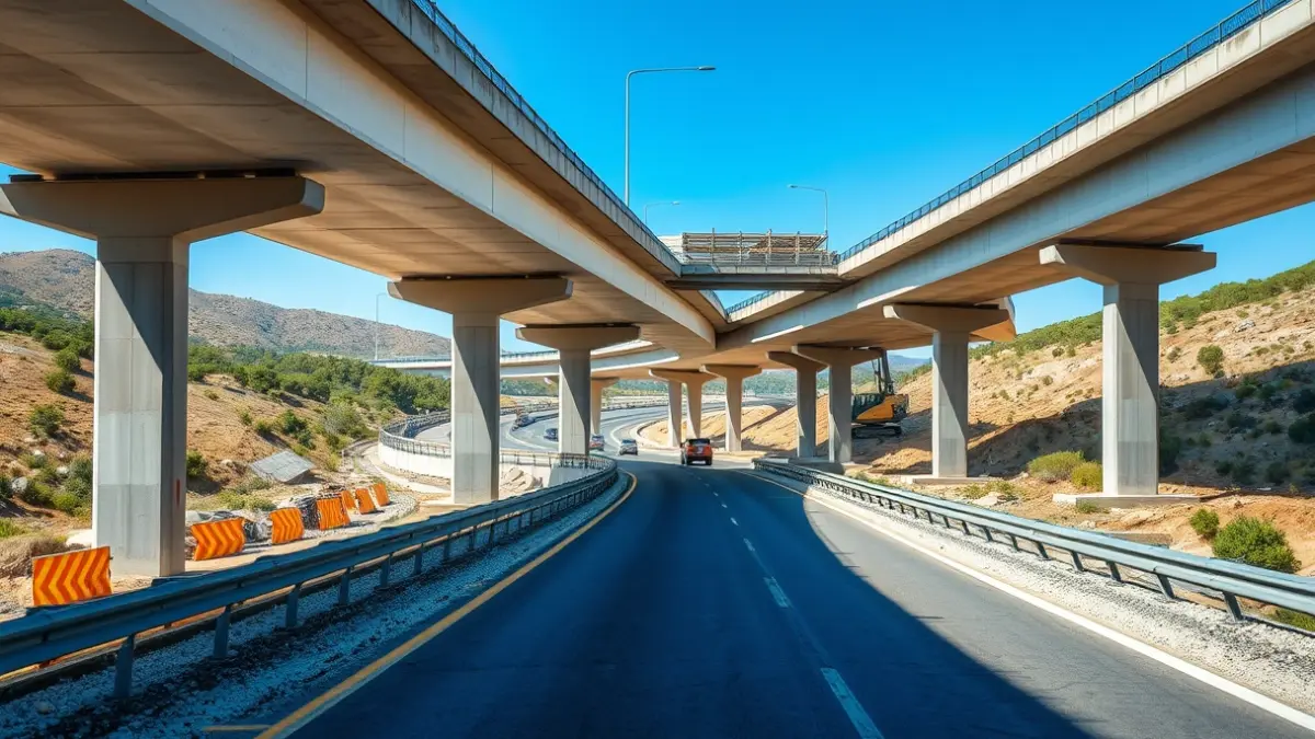 Imagen de una autovía en construcción en un paisaje rural andaluz.