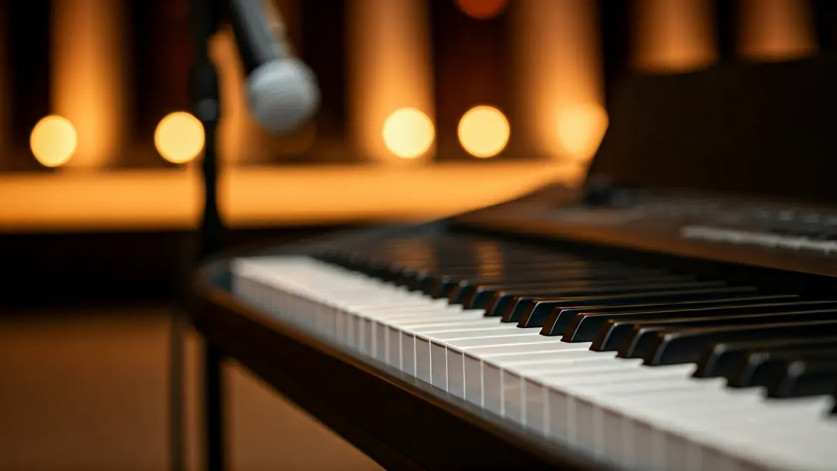 Generic image of a piano keyboard under stage lights, symbolizing a talent show.