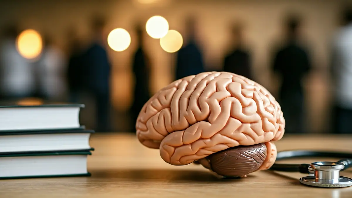 Imagen genérica de un modelo de cerebro humano en un entorno médico.