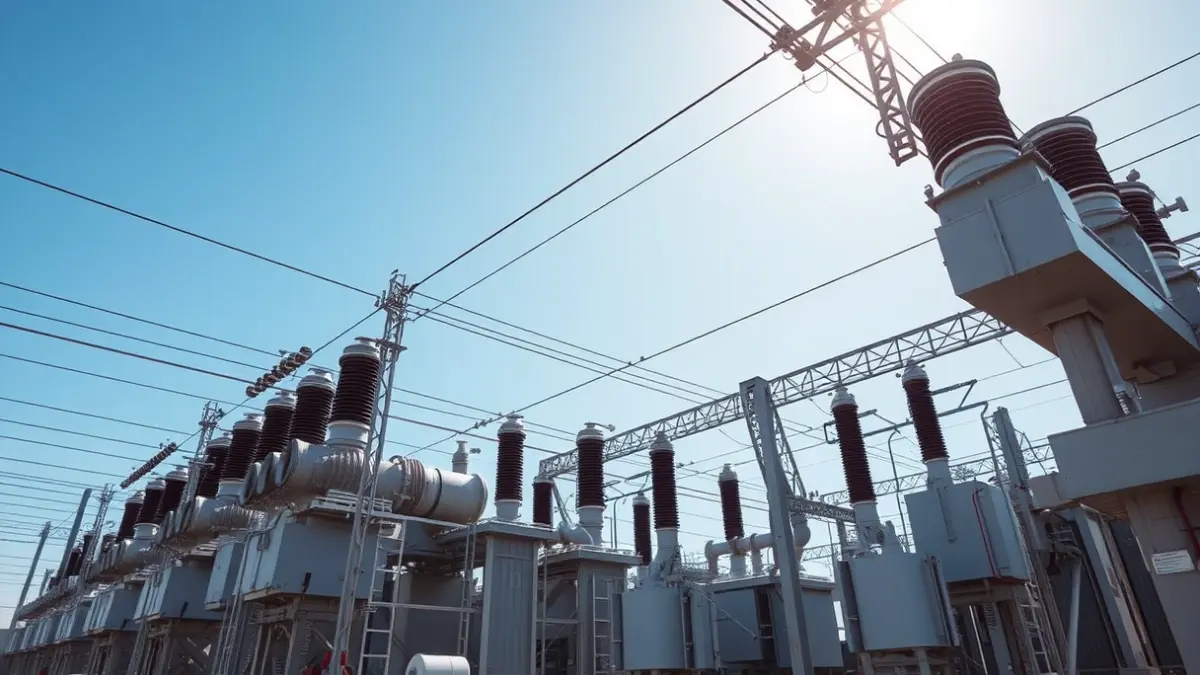 Imagen genérica de una subestación eléctrica con transformadores y líneas de alta tensión.