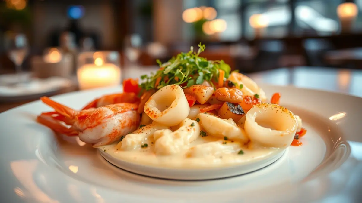 Imagen genérica de un plato de alta cocina con mariscos.