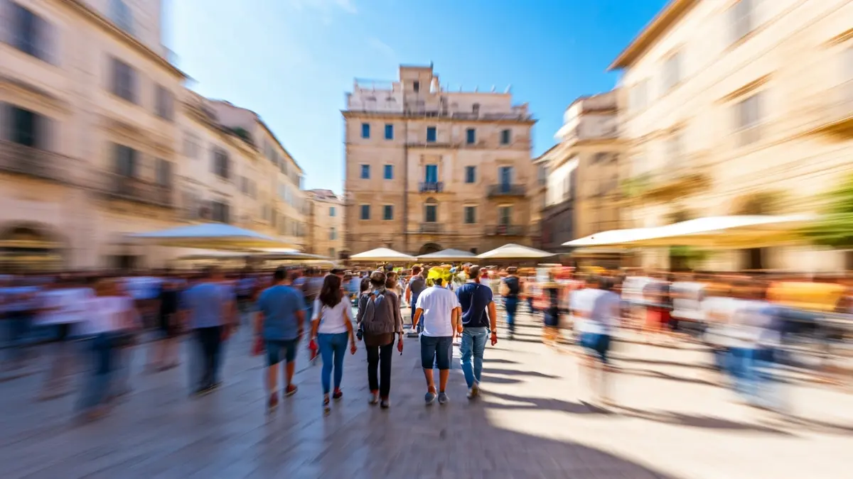 Imagen de una multitud de personas participando en un evento cultural en una plaza de Málaga.