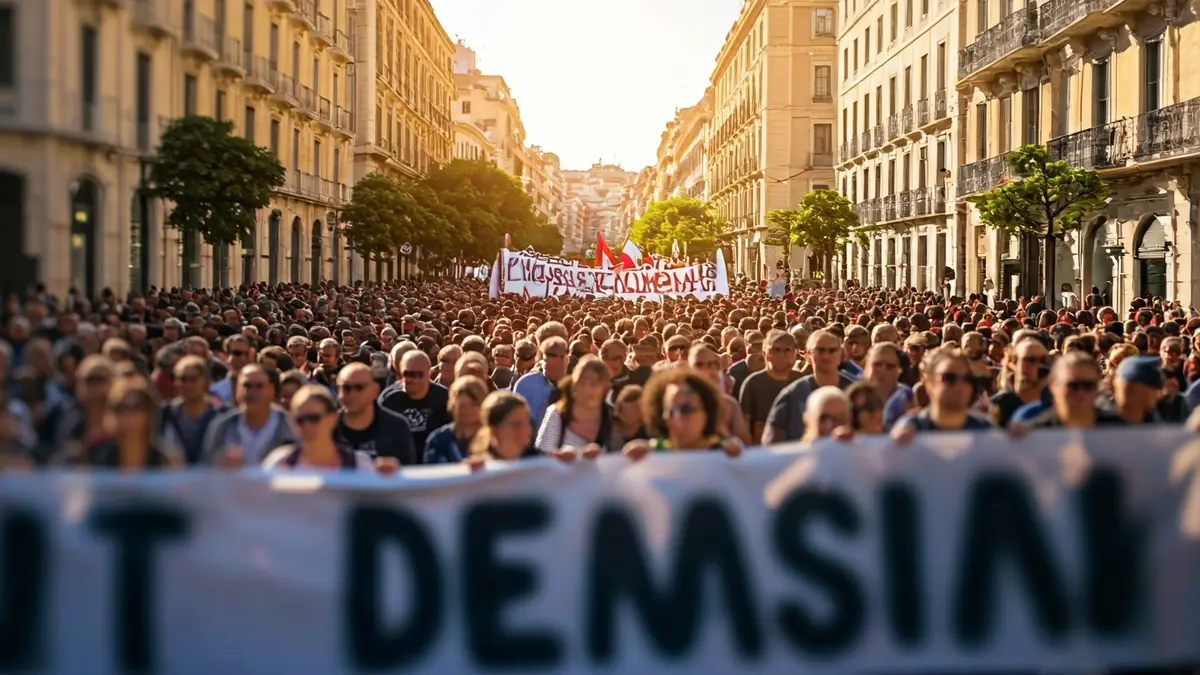 Generic image of a demonstration in a city street.