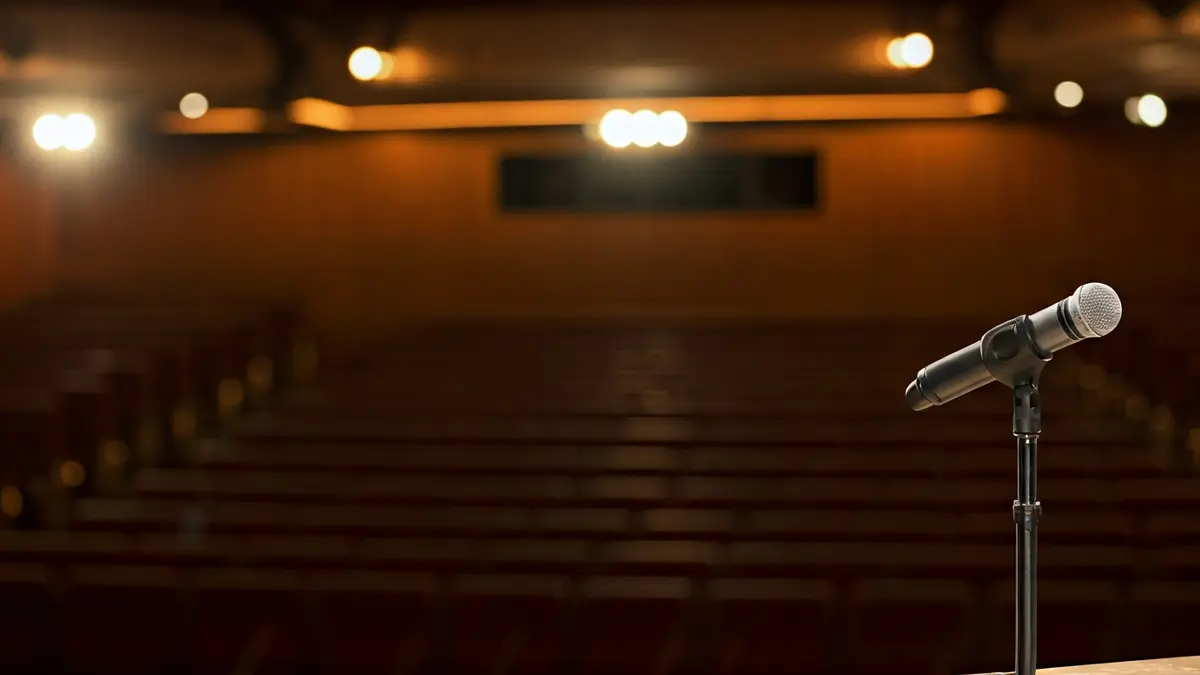 Generic image of a microphone on a podium, symbolizing a political event.