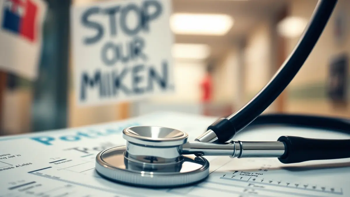 Imagen genérica de un estetoscopio sobre un gráfico médico, simbolizando la huelga de médicos.