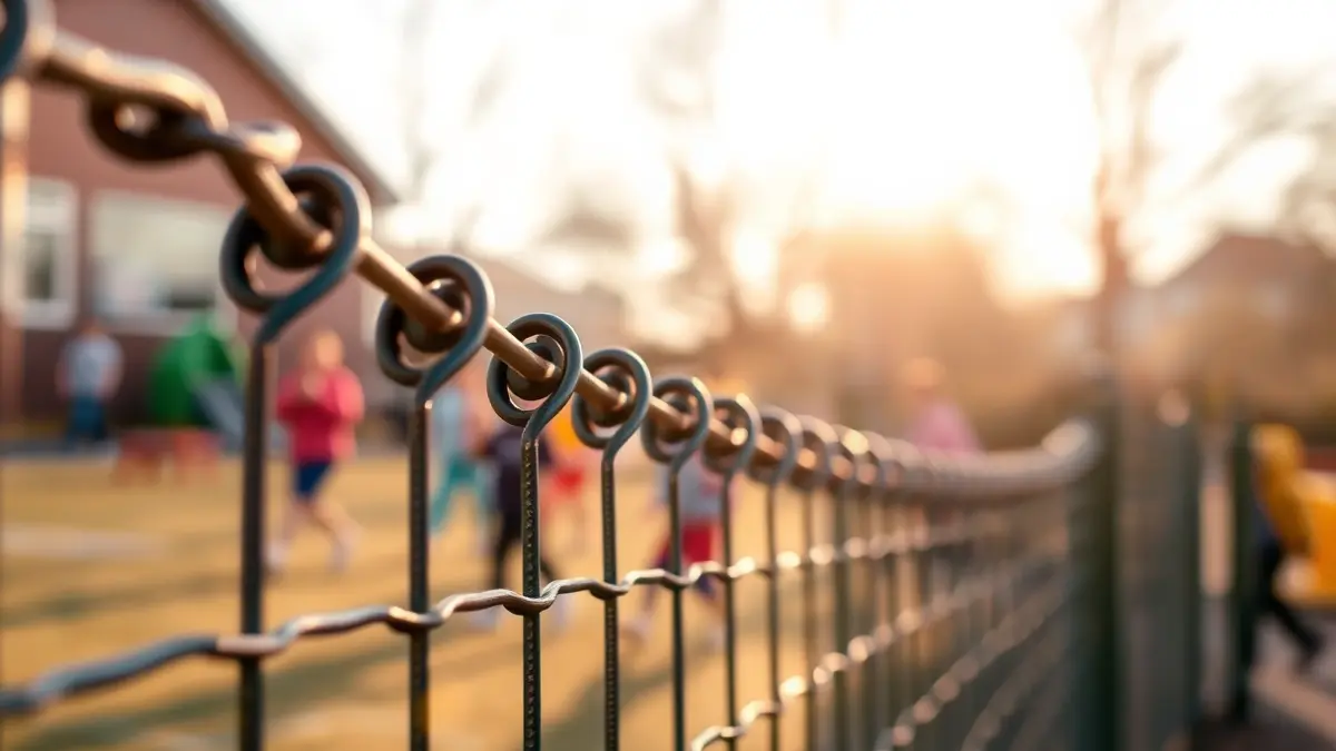 Generic image of a safety fence in a schoolyard.