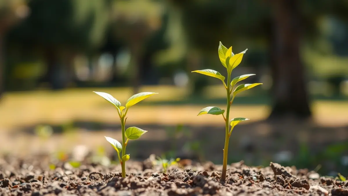 Imagen genérica de un árbol joven recién plantado en un parque.