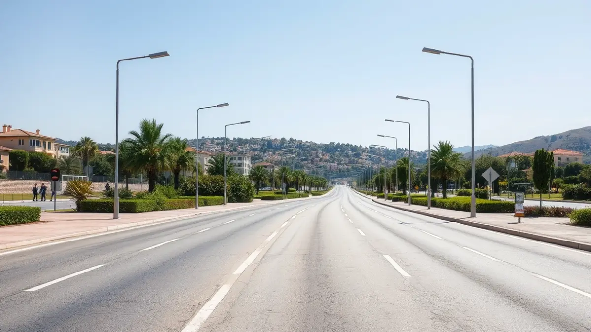 Imagen genérica de una carretera moderna y bien mantenida en un entorno urbano mediterráneo.