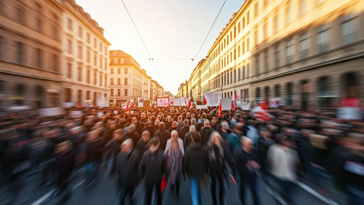 Generic image of a demonstration in a city street.