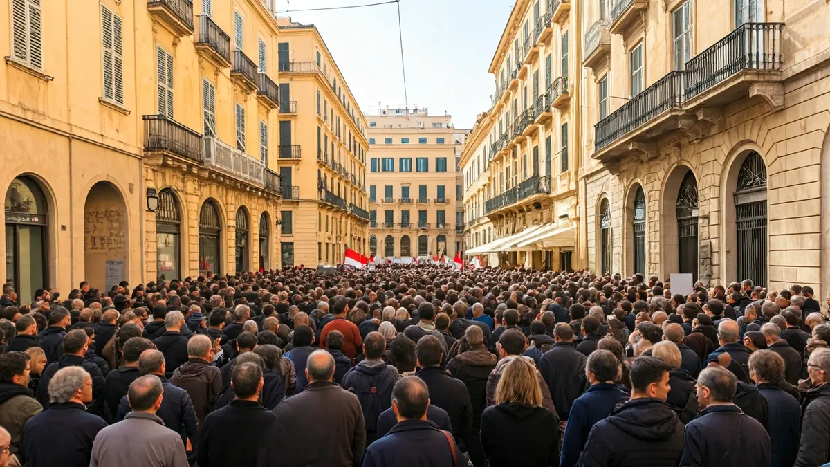 Generic image of a demonstration in a city street.