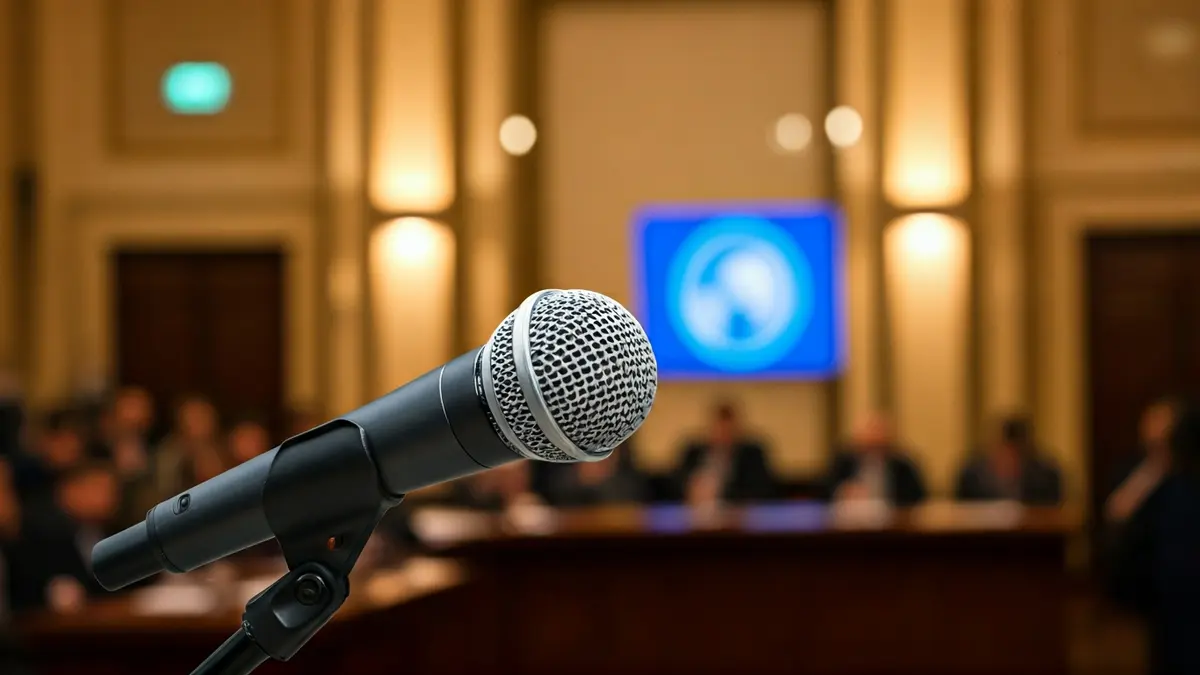 Imagen genérica de un micrófono en un podio, simbolizando un evento político.