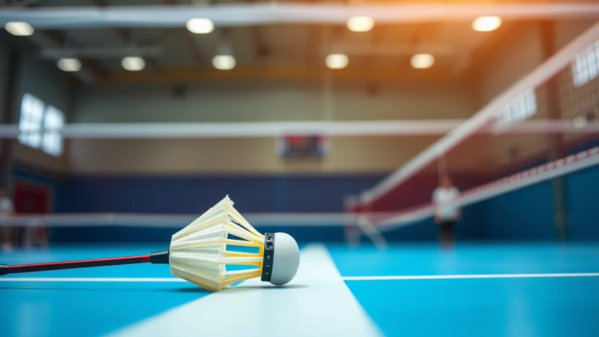 Generic image of a badminton shuttlecock on a court.