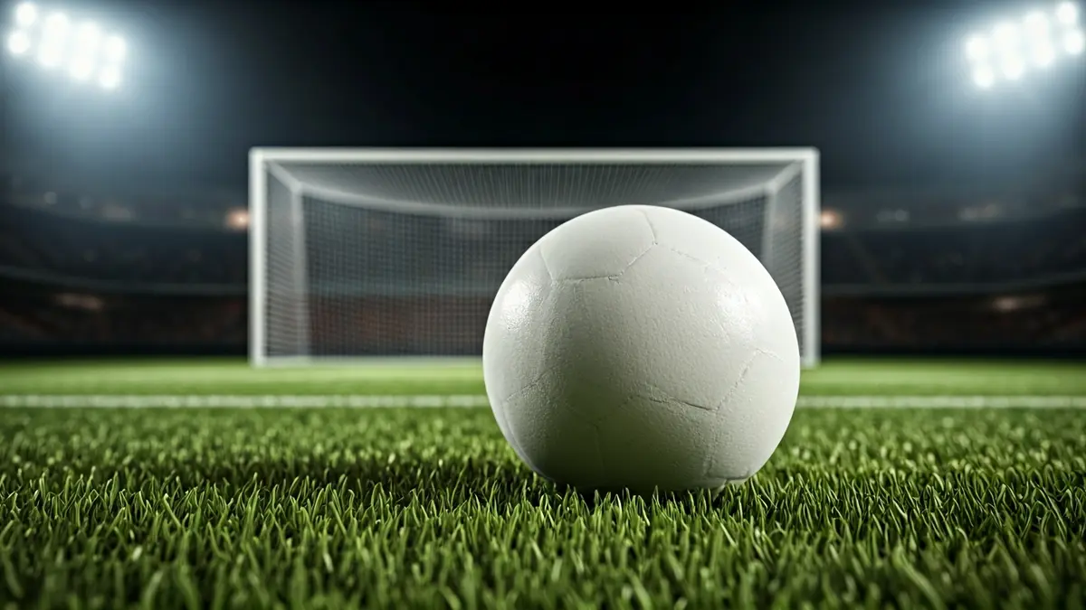 Generic image of a soccer ball on a stadium pitch.
