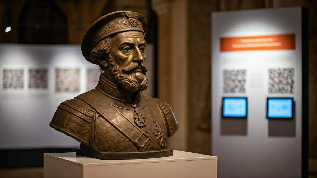 Historical bust of Álvaro de Bazán at a cultural exhibition in Motril.