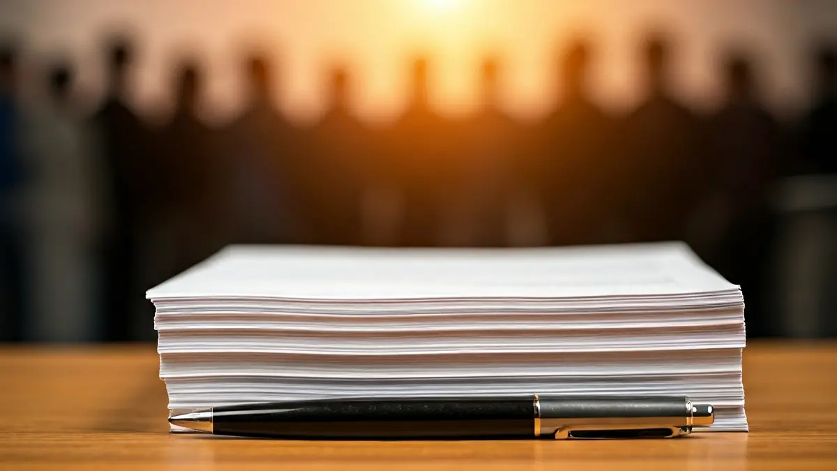 Imagen genérica de documentos legales y una pluma sobre un escritorio, simbolizando la resolución de deudas.