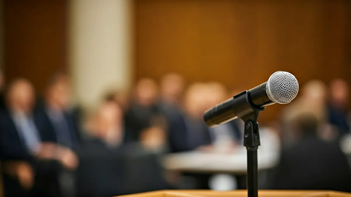 Generic image of a microphone on a podium, symbolizing a debate forum or an institutional meeting.