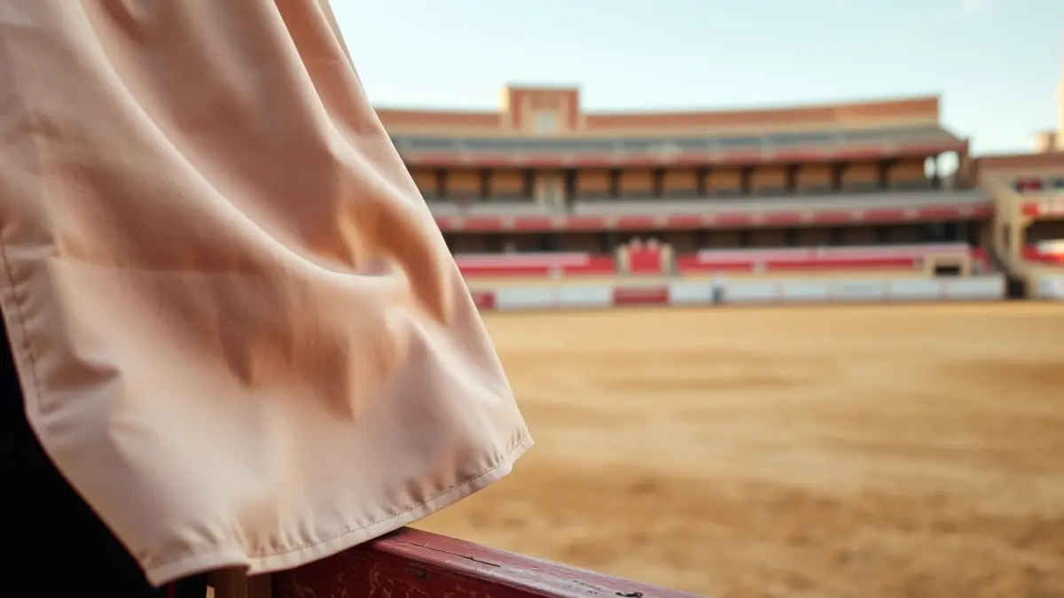 Imagen genérica de un capote de toreo en una plaza de toros.