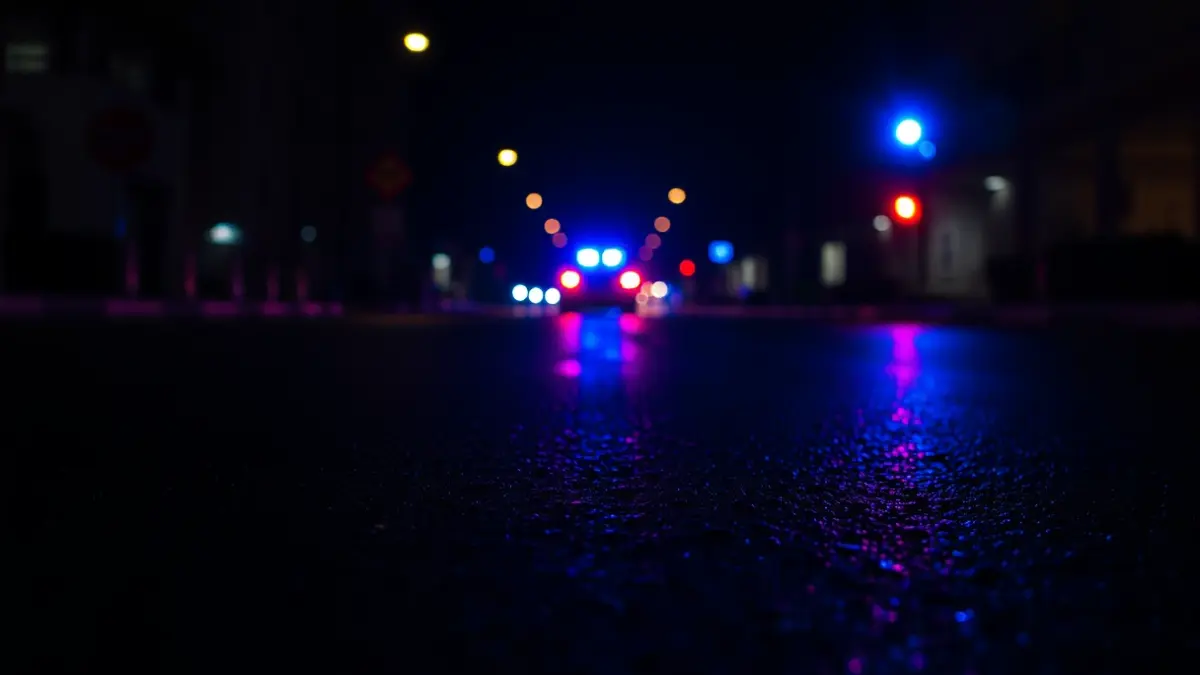 Imagen genérica de luces de emergencia reflejadas en el asfalto mojado.