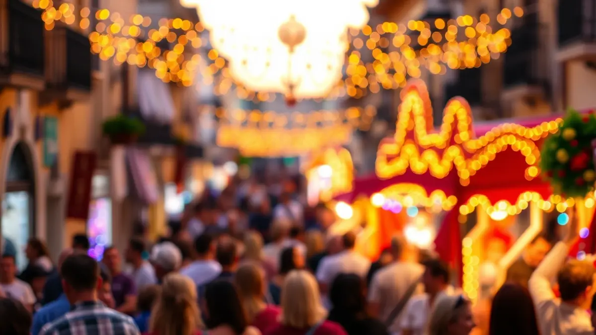 Imagen genérica de una feria andaluza con luces y ambiente festivo.