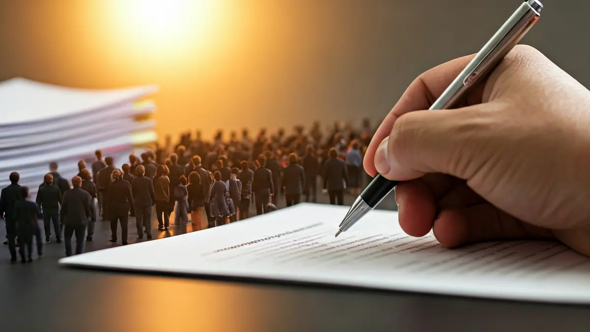 Imagen genérica de una mano escribiendo en un documento, simbolizando la creación de reglamentos.