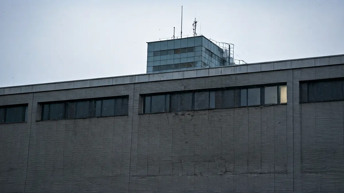 Damaged facade of a port building in Garrucha after the storms.