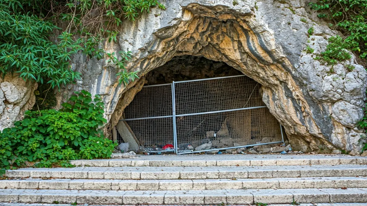 Cave entrance on the staircase of Cerro de San Cristóbal in Almería