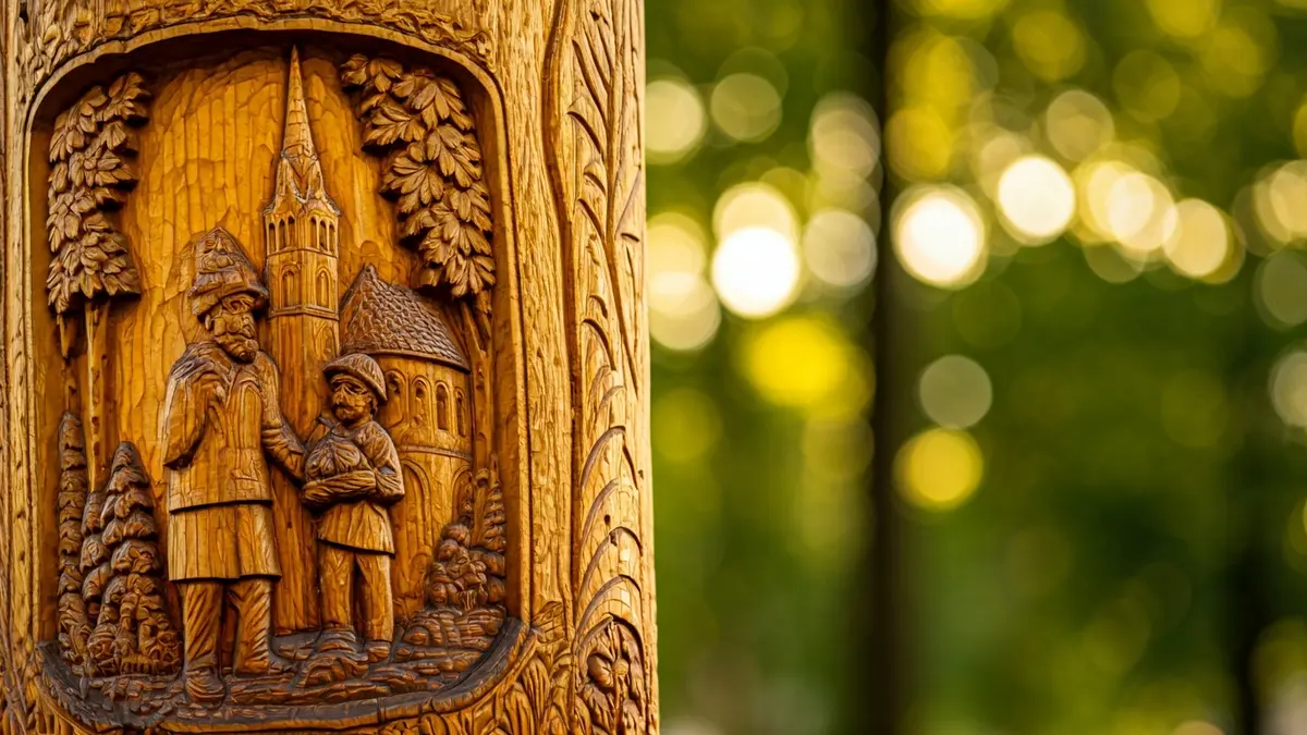 Esculturas talladas en los troncos de olmos secos en Paterna del Río