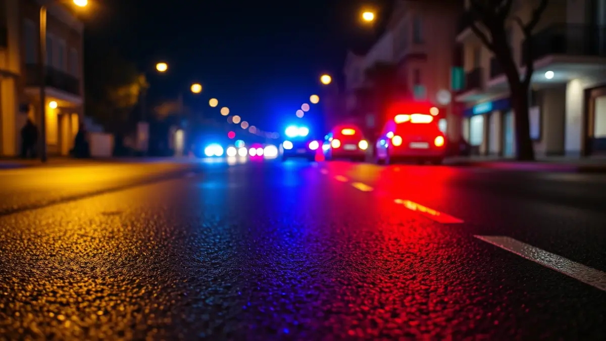 Imagen genérica de luces de emergencia policiales en la noche.