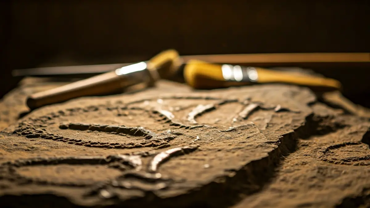 Fósiles de animales prehistóricos en un yacimiento arqueológico.