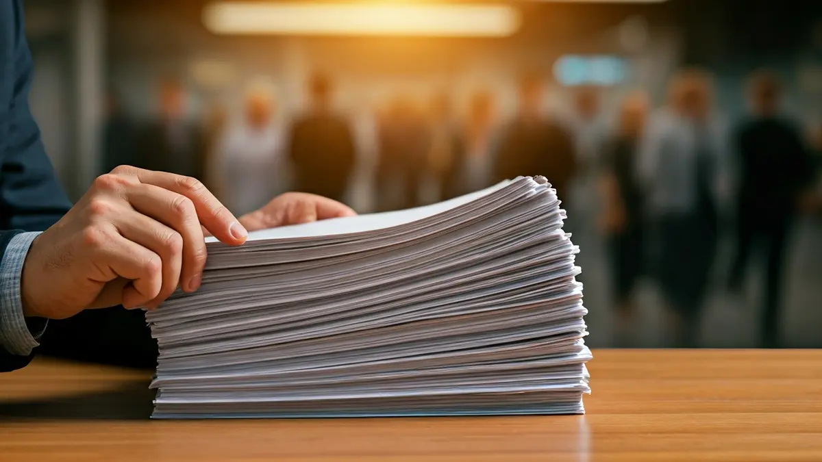 Imagen genérica de documentos y manos, simbolizando la burocracia y las finanzas.