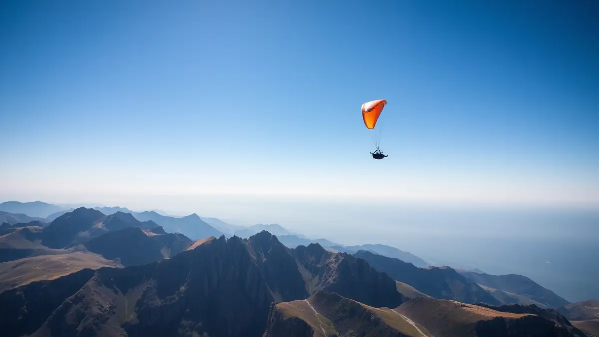 Imagen genérica de un parapente sobrevolando un paisaje montañoso.