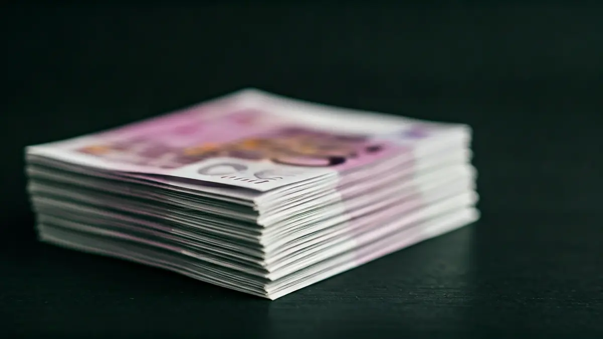 Imagen genérica de billetes de euro, con un billete de 500 euros en primer plano.