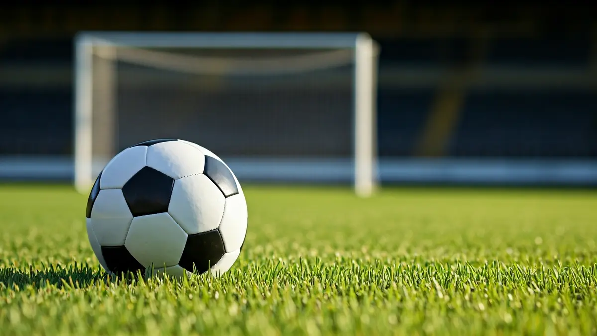 Generic image of a soccer ball on a stadium pitch.