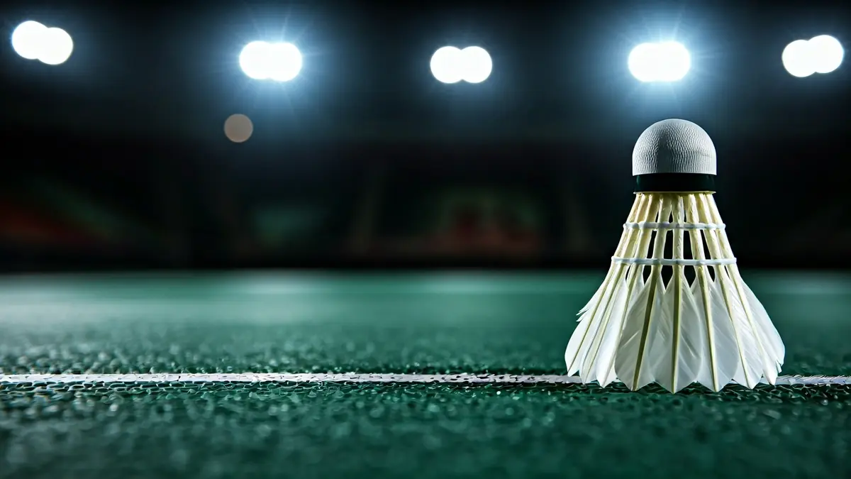 Generic image of a badminton shuttlecock on the court.