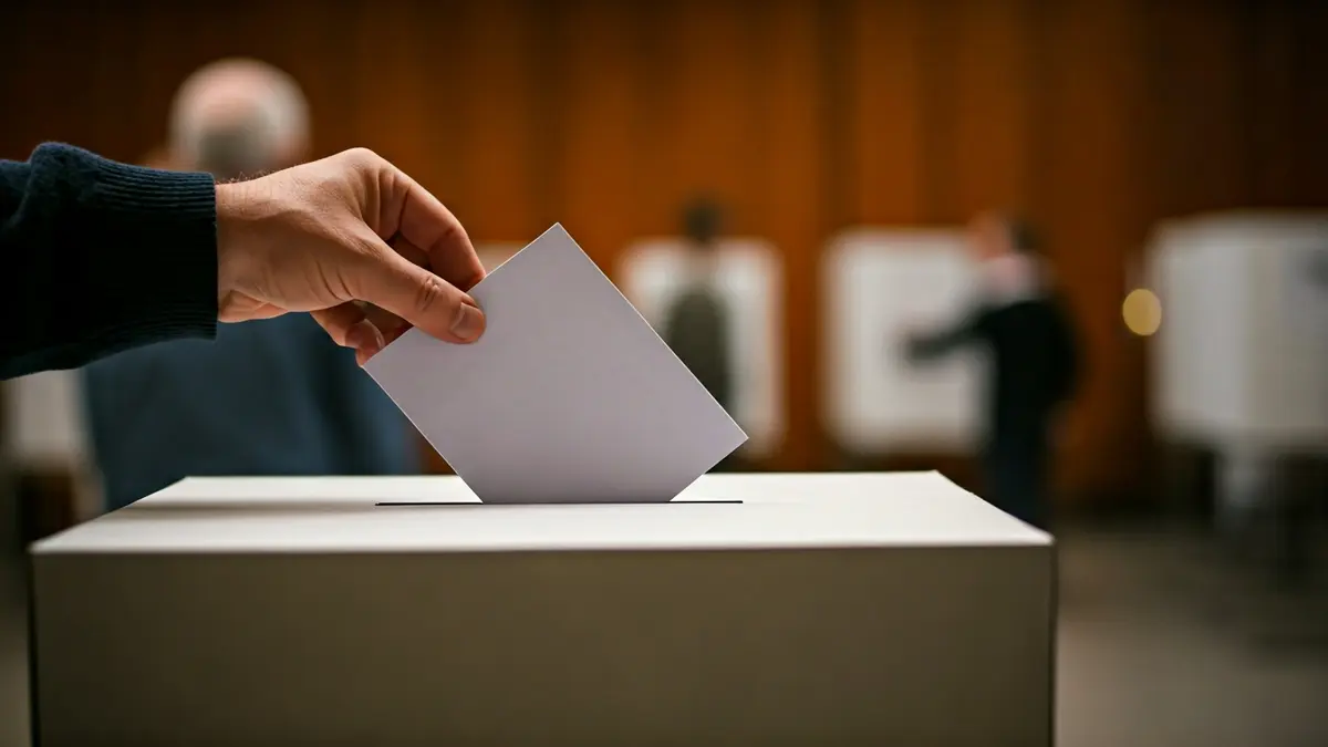 Imagen genérica de una urna electoral con manos votando.